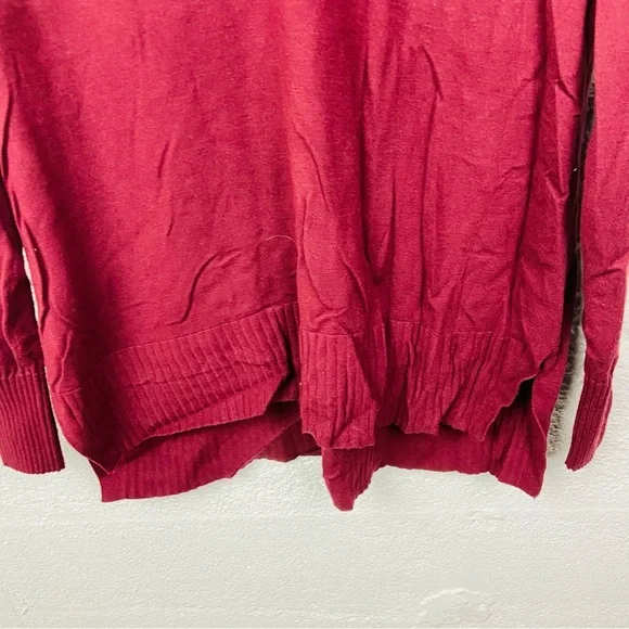 Lark & Ro Deep Red burgundy V neck Knit sweater Top size large - Picture 5 of 9